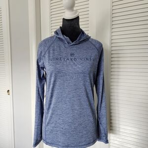 Vineyard Vines Performance Long sleeve Unisex Kids hoodie tshirt. Blue M (12-14)